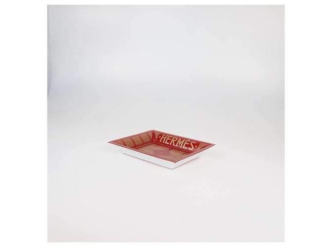 Hermès Hermes Rouge/Or Porcelain Hermes Sellier Change Tray Red - view 2