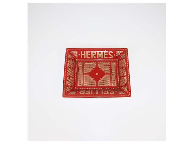 Hermès Hermes Rouge/Or Porcelain Hermes Sellier Change Tray Red - view 4