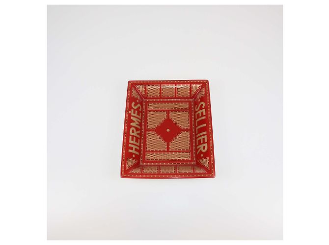 Hermès Hermes Rouge/Or Porcelain Hermes Sellier Change Tray Red - view 5
