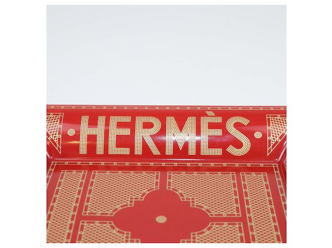 Hermès Hermes Rouge/Or Porcelain Hermes Sellier Change Tray Red - view 6