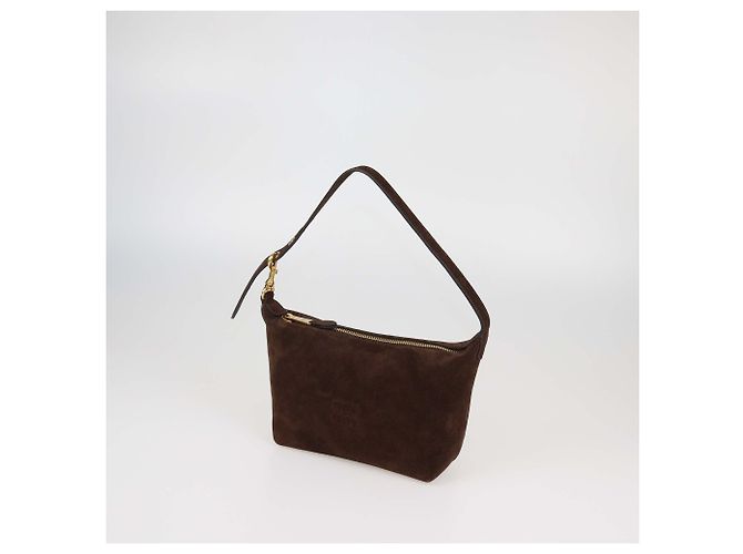 Borsa pouch Miu Miu in camoscio Cacao Cioccolato - vista 2