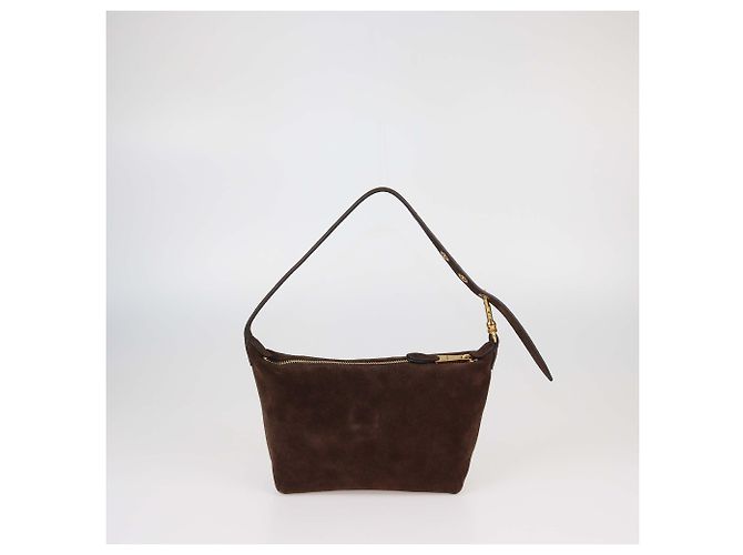Borsa pouch Miu Miu in camoscio Cacao Cioccolato - vista 3