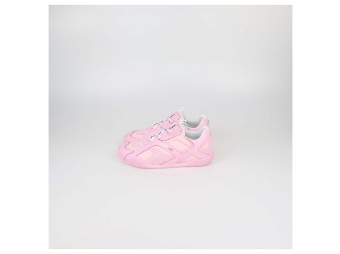Sneakers basse Galaxia in pelle e nylon rosa Versace - vista 4