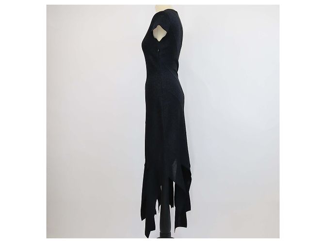 Stella Mc Cartney Robe midi en maille côtelée en mélange de viscose et Lurex bleu nuit Stella McCartney - vue 2