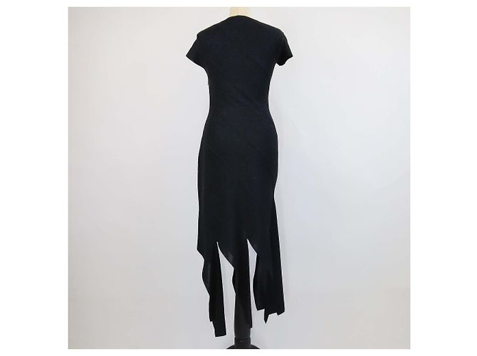 Stella Mc Cartney Robe midi en maille côtelée en mélange de viscose et Lurex bleu nuit Stella McCartney - vue 3