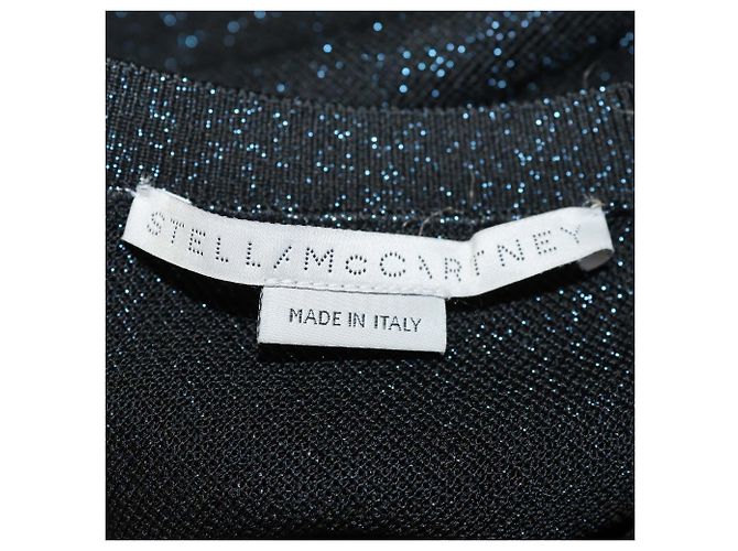 Stella Mc Cartney Robe midi en maille côtelée en mélange de viscose et Lurex bleu nuit Stella McCartney - vue 5