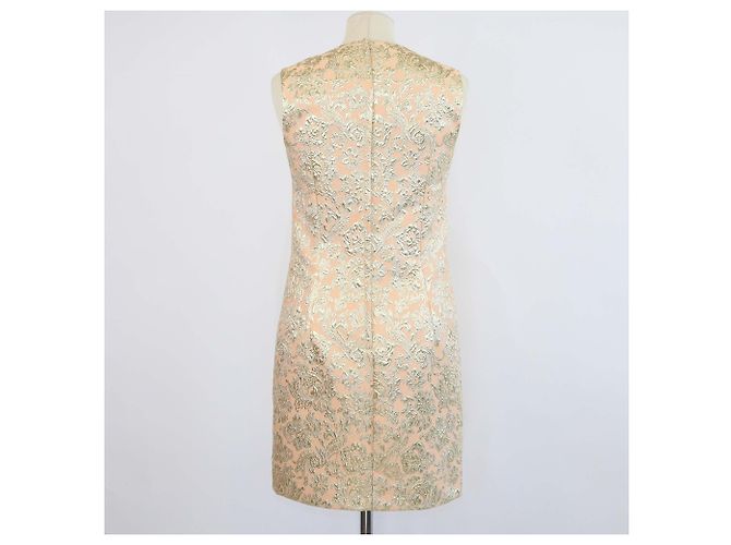 Vestido sin mangas de brocado de mezcla Peach/Gold Dolce & Gabbana - vista 3