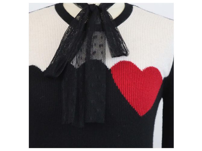 RED Valentino Tricolor Strickpullover mit Rundhalsausschnitt Schwarz - Ansicht 4