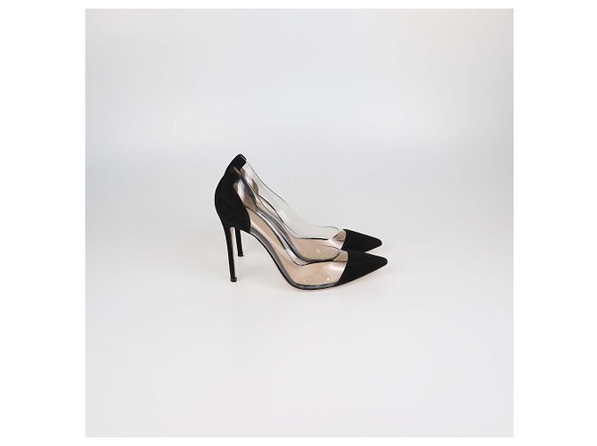 Décolleté a punta Plexi in PVC nero/trasparente e camoscio Gianvito Rossi - vista 3