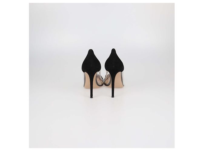 Décolleté a punta Plexi in PVC nero/trasparente e camoscio Gianvito Rossi - vista 5