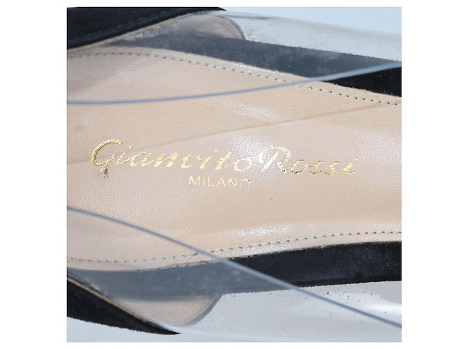 Décolleté a punta Plexi in PVC nero/trasparente e camoscio Gianvito Rossi - vista 6