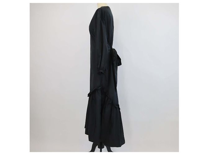 Autre Marque Abito Maxi Hilde con Maniche a Puff e Volant Brogger Black Nero - vista 2