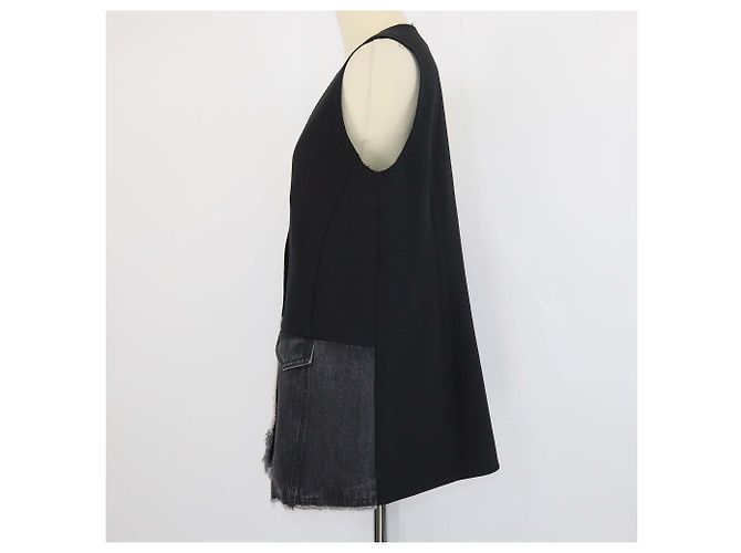 Autre Marque Chaleco de botones Brusnika Black Blend Viscose and Denim Negro - vista 2