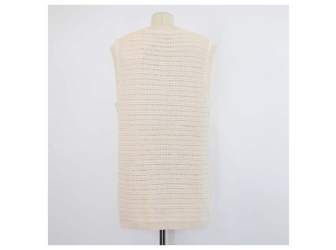 Autre Marque Chaleco de ganchillo en mezcla de algodón beige Soft Goat - vista 3