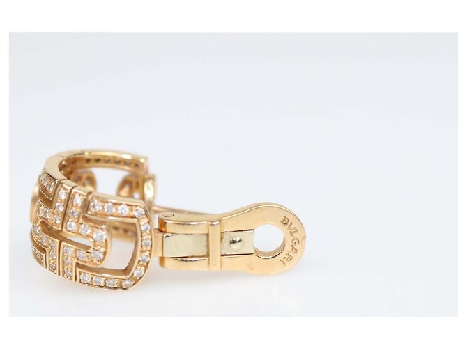 Bulgari Orecchini a cerchio Parentesi Bvlgari in oro rosa 18K e diamanti D'oro - vista 5