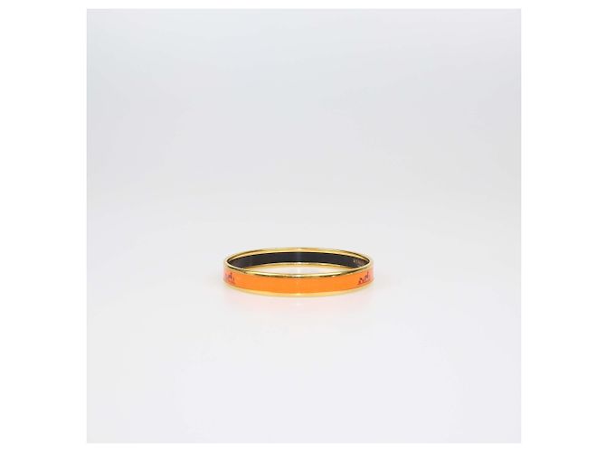 Hermès Bracelet jonc étroit Caleche en émail orange plaqué or Hermes - vue 2