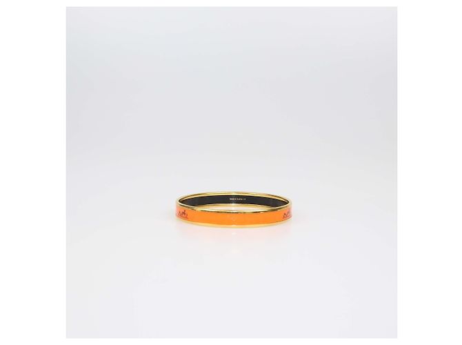 Hermès Bracelet jonc étroit Caleche en émail orange plaqué or Hermes - vue 3