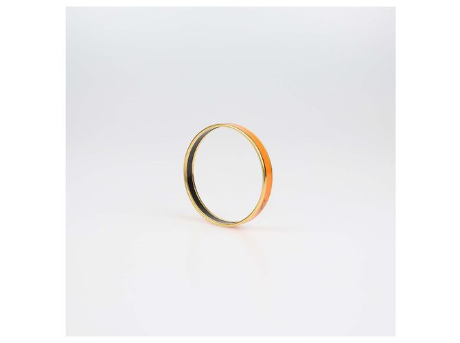 Hermès Bracelet jonc étroit Caleche en émail orange plaqué or Hermes - vue 5