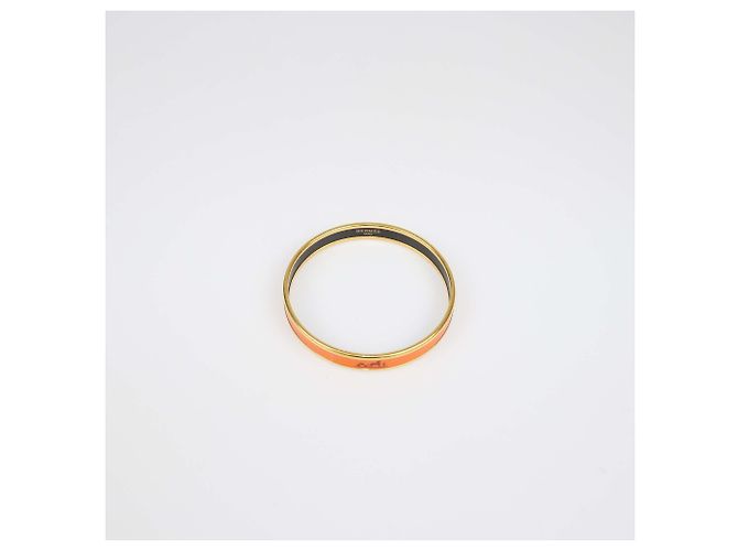 Hermès Bracelet jonc étroit Caleche en émail orange plaqué or Hermes - vue 6
