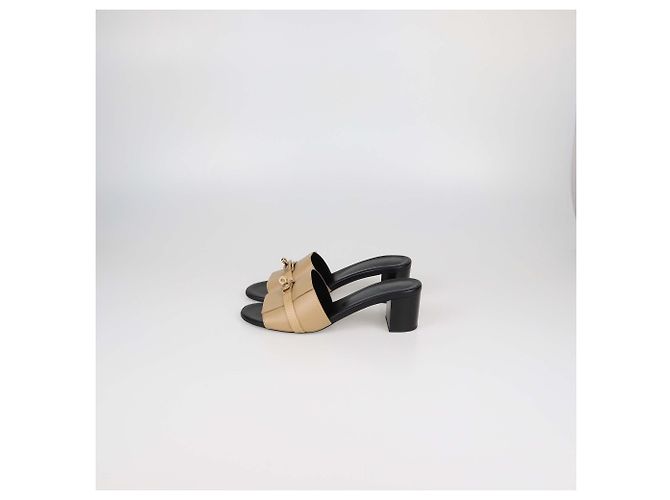Hermès Sandali Hermes Gigi 50 in pelle Beige Natura e lucertola - vista 4