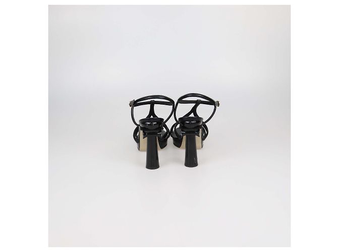 Sandali platform Parthenon Grecian in pelle verniciata nera Chanel Nero - vista 5