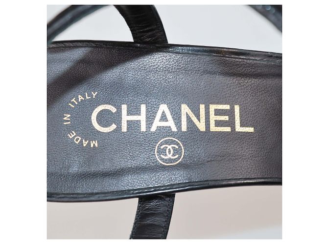 Sandali platform Parthenon Grecian in pelle verniciata nera Chanel Nero - vista 6