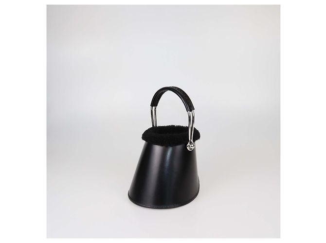 Hermès Borsa Sabot Plush Hermes in vitello Black Box e lana merino Nero - vista 2