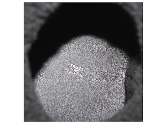 Hermès Borsa Sabot Plush Hermes in vitello Black Box e lana merino Nero - vista 6