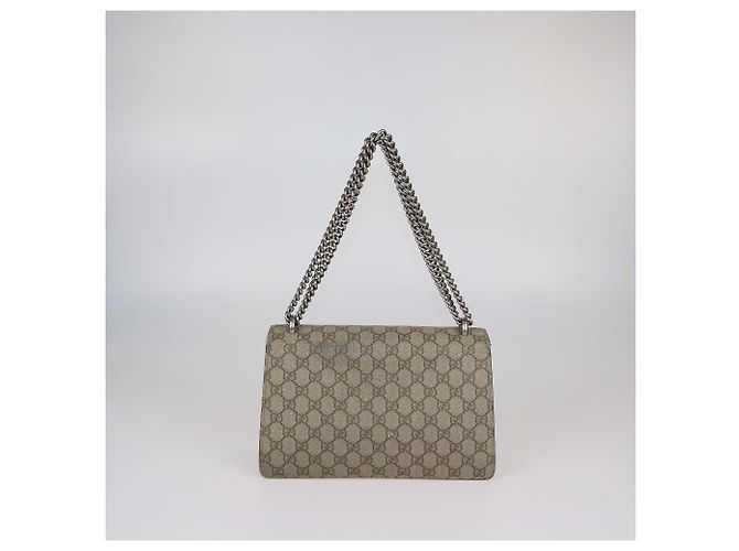 Borsa a tracolla Small Dionysus Gucci in tela GG Supreme beige e camoscio Marrone - vista 3