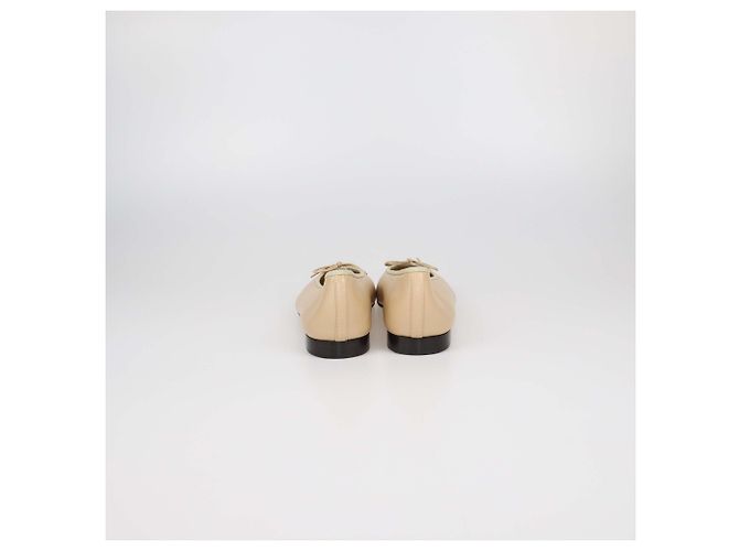 Ballerine Chanel Beige/Black Leather Bow CC Cap Toe Nero - vista 5