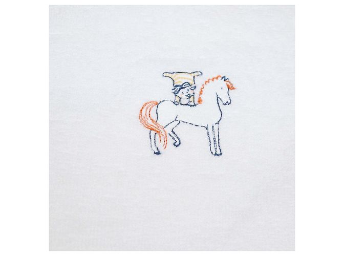 Hermès Lavette Hermes Cabriole in cotone bianco - vista 2