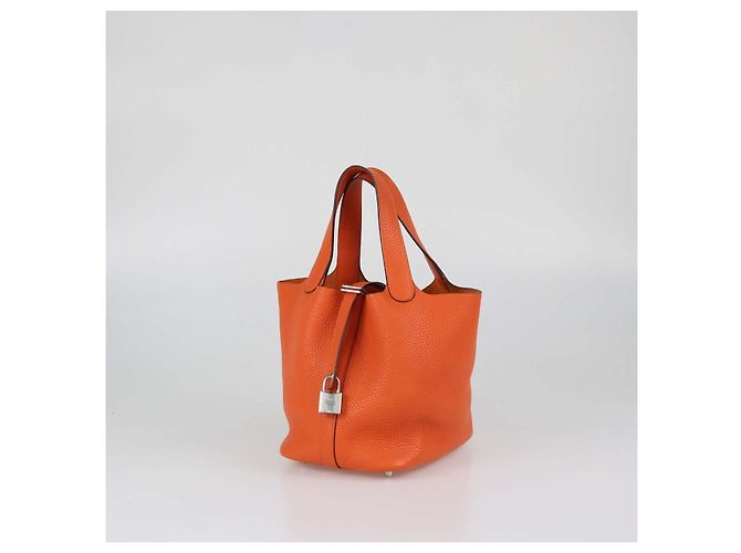 Hermès Borsa Hermes Picotin Lock 18 in pelle Orange Clemence Arancione - vista 2