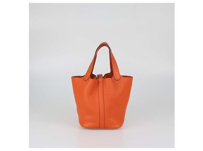 Hermès Borsa Hermes Picotin Lock 18 in pelle Orange Clemence Arancione - vista 3