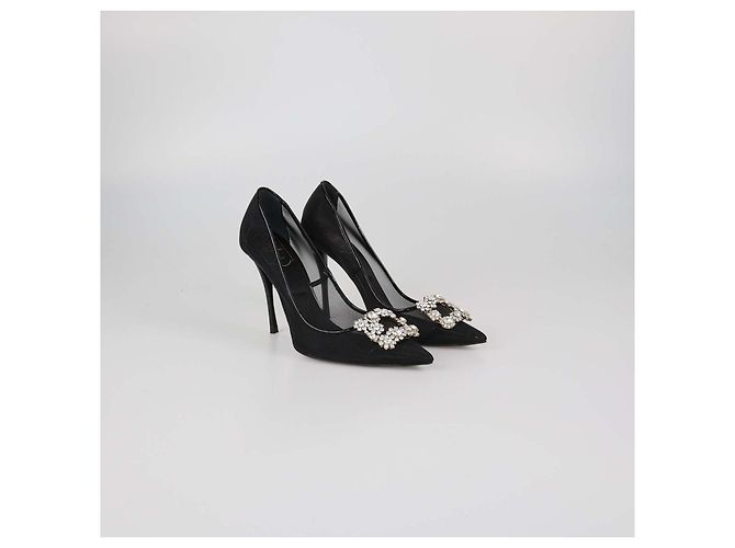Décolleté Roger Vivier con cinturino a fiore in mesh nero e decorazioni - vista 2