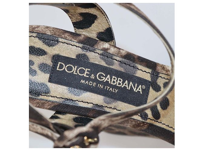 Sandali wedge in tessuto leopardato marrone/beige Dolce & Gabbana - vista 6