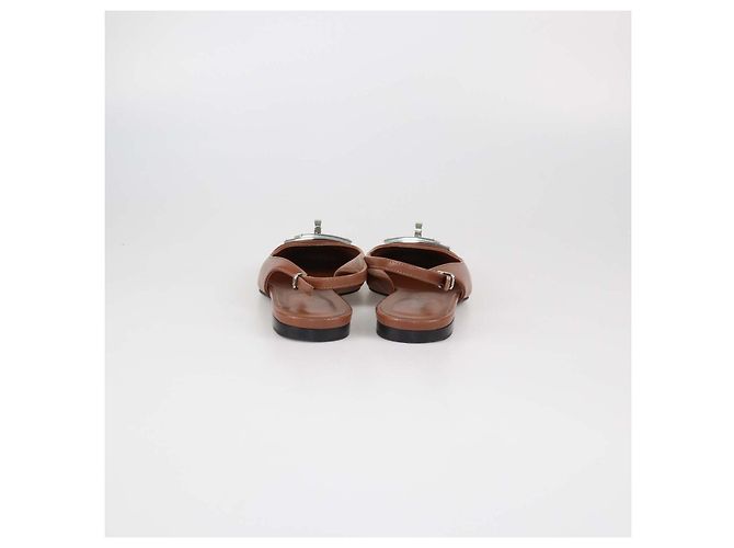 Hermès Décolleté slingback Innocente in pelle marrone scuro Hermes - vista 5