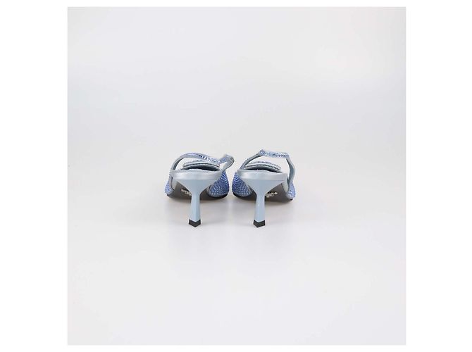 Décolleté Slingback Prada in raso azzurro con cristalli Blu - vista 5
