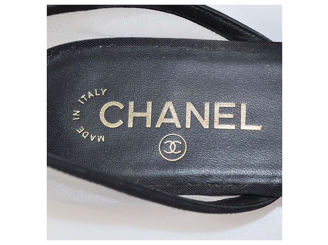Ballerine Mary Jane Chanel in mesh nero e tessuto con fiocco e punta a contrasto - vista 6