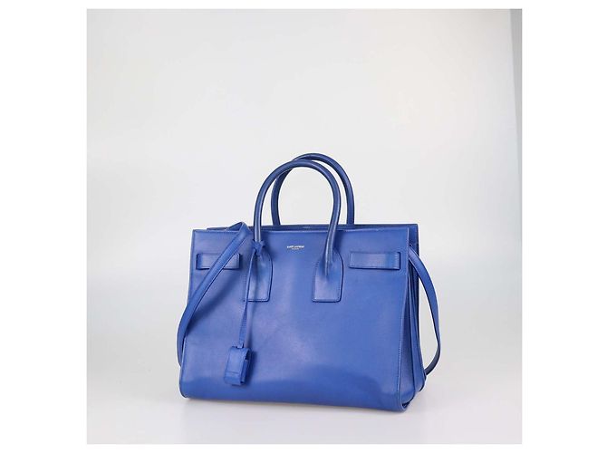 Saint Laurent Sac De Jour Tote Small in pelle blu - vista 2