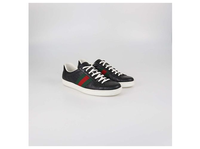 Sneakers basse classiche Ace in pelle Guccissima nera Gucci Nero - vista 2