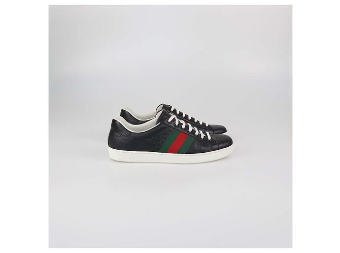 Sneakers basse classiche Ace in pelle Guccissima nera Gucci Nero - vista 3