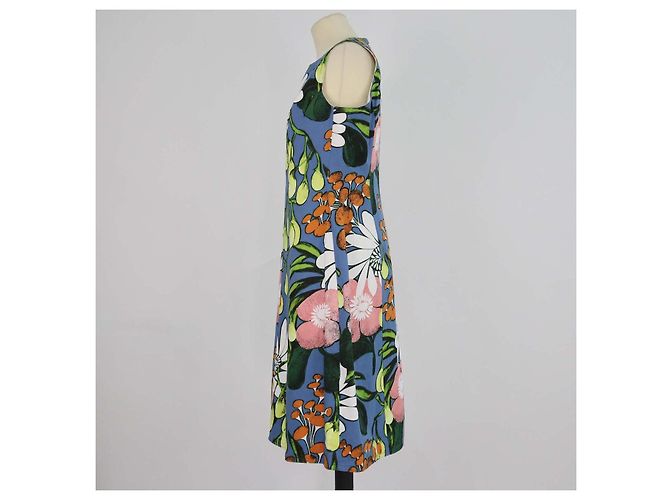 Abito midi senza maniche floreale in misto cotone e lino multicolore Marni - vista 2