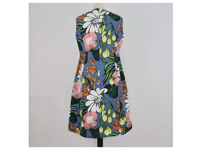 Abito midi senza maniche floreale in misto cotone e lino multicolore Marni - vista 3