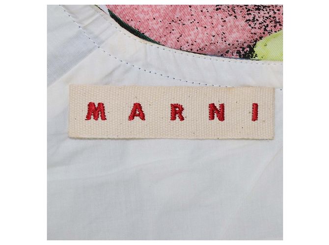 Abito midi senza maniche floreale in misto cotone e lino multicolore Marni - vista 5