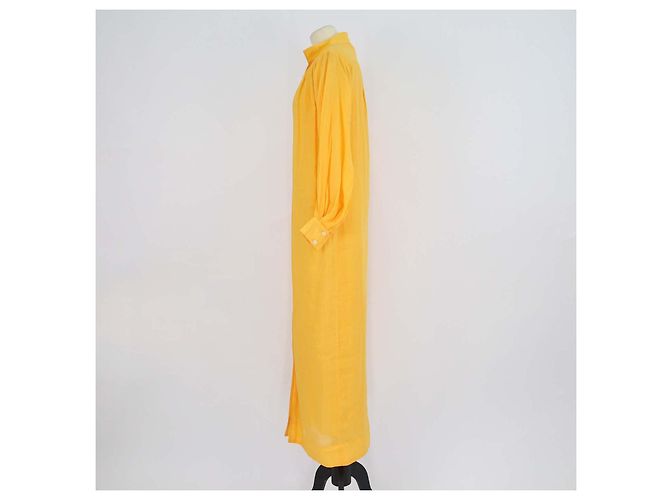 Frame Denim Vestido maxi caftán Frame de algodón amarillo de manga larga - vista 2