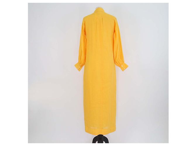 Frame Denim Vestido maxi caftán Frame de algodón amarillo de manga larga - vista 3
