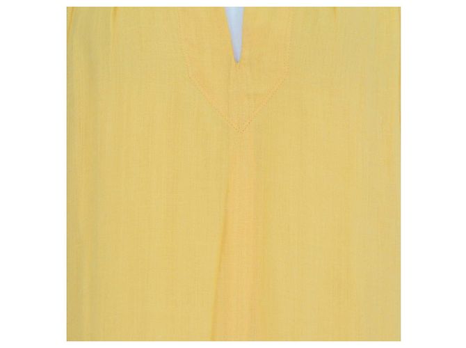 Frame Denim Vestido maxi caftán Frame de algodón amarillo de manga larga - vista 4