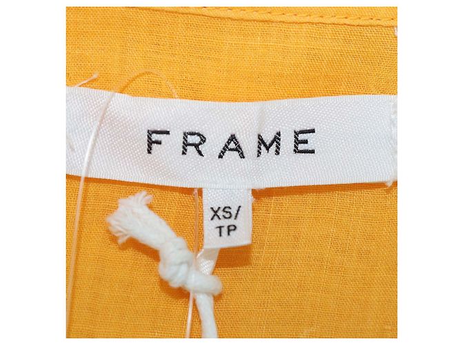 Frame Denim Vestido maxi caftán Frame de algodón amarillo de manga larga - vista 5