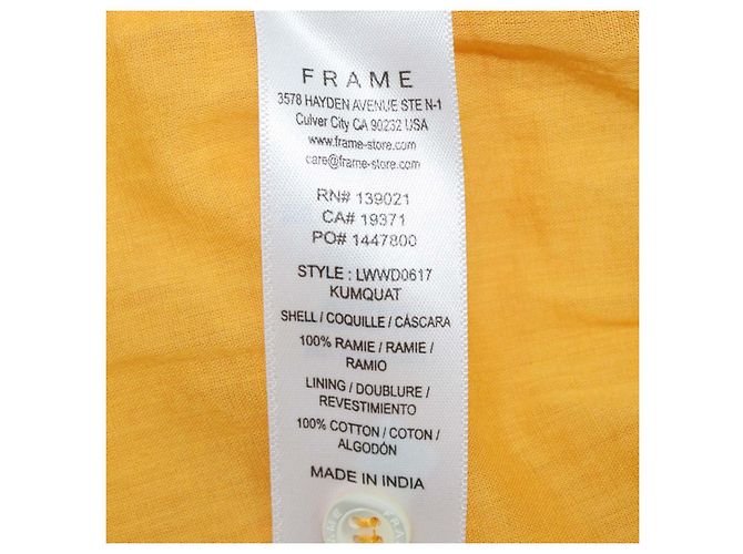 Frame Denim Vestido maxi caftán Frame de algodón amarillo de manga larga - vista 6