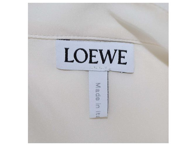 Blusa oversized de manga comprida em seda creme com bolso Anagram Loewe Cru - vista 5